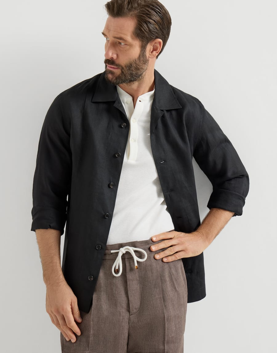 Shirt with Crête details Black Man - Brunello Cucinelli