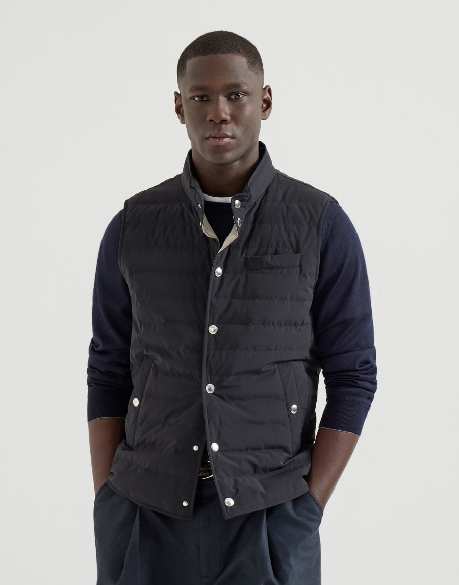 Taffeta down jacket Navy Blue Man - Brunello Cucinelli