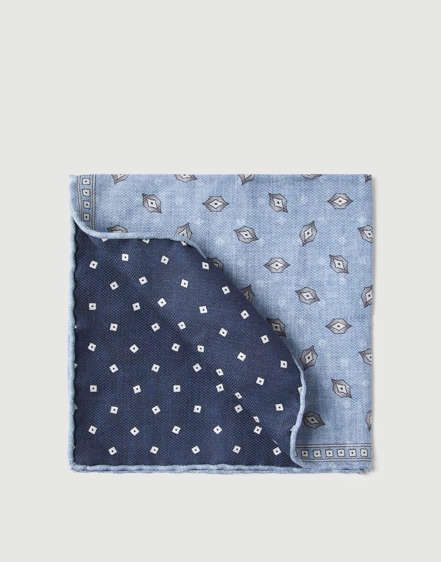 Pocket square with pattern Blue Man - Brunello Cucinelli