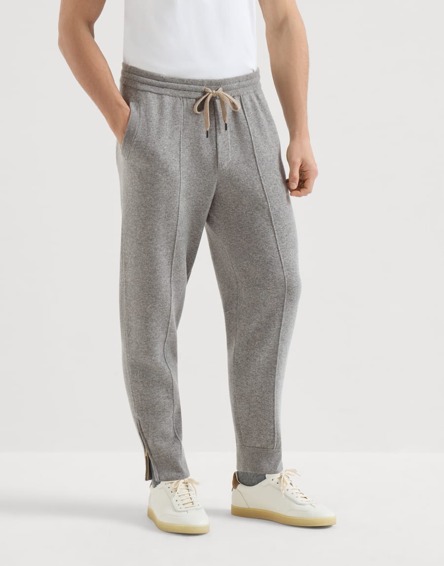 Cashmere and vicuña knit trousers Grey Man - Brunello Cucinelli