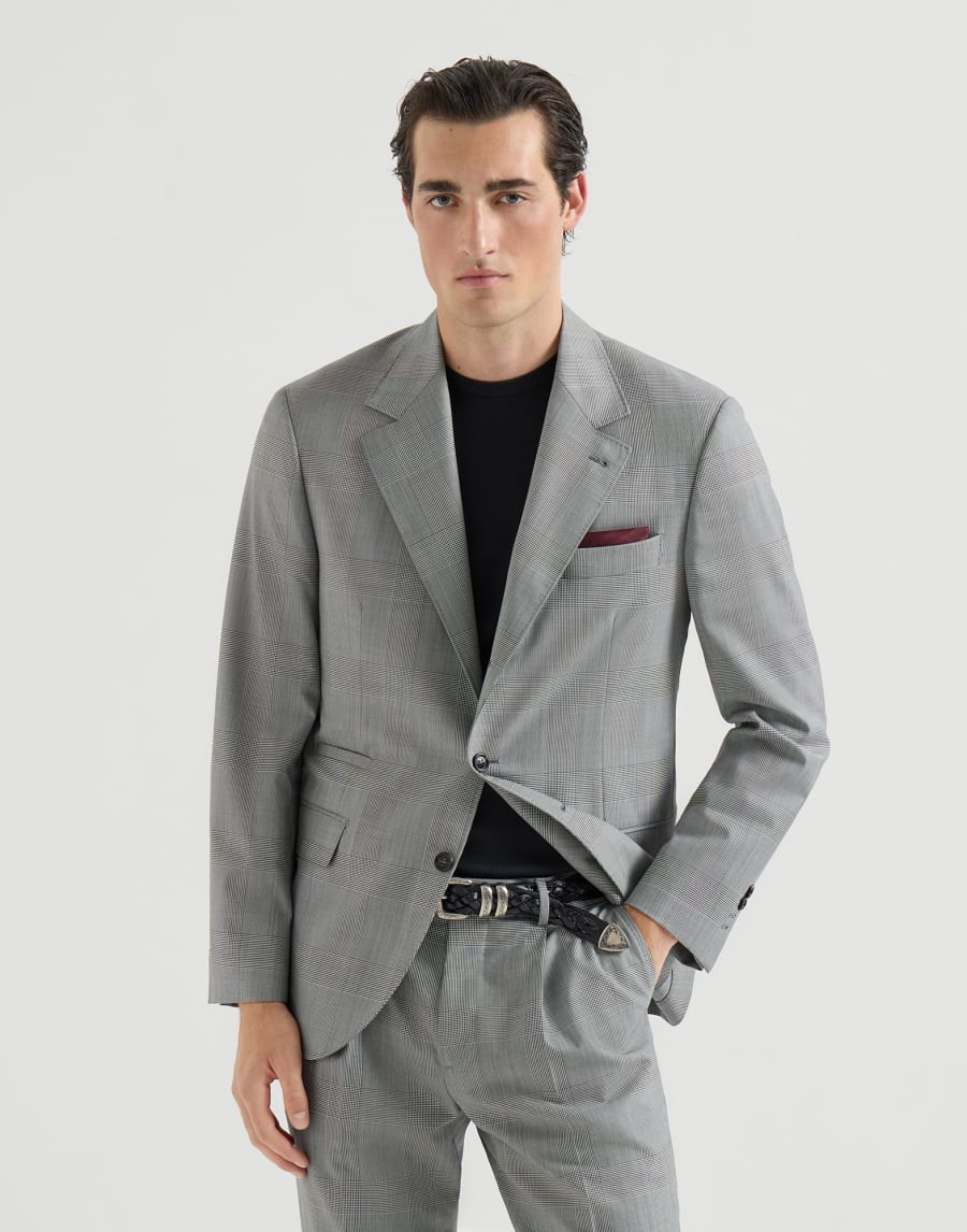 Giacca in Principe di Galles Grigio Uomo - Brunello Cucinelli
