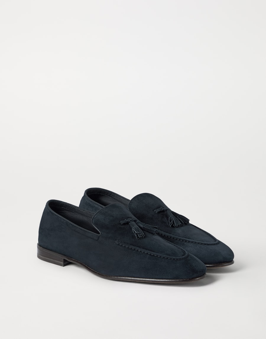 Mocassins en daim Bleu Marine Homme - Brunello Cucinelli