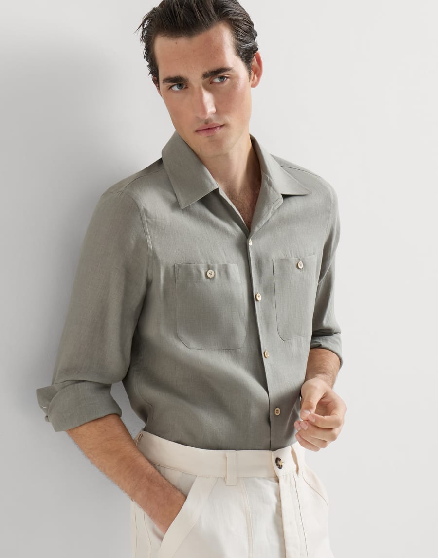 Shirt with chest pockets Khaki Man - Brunello Cucinelli