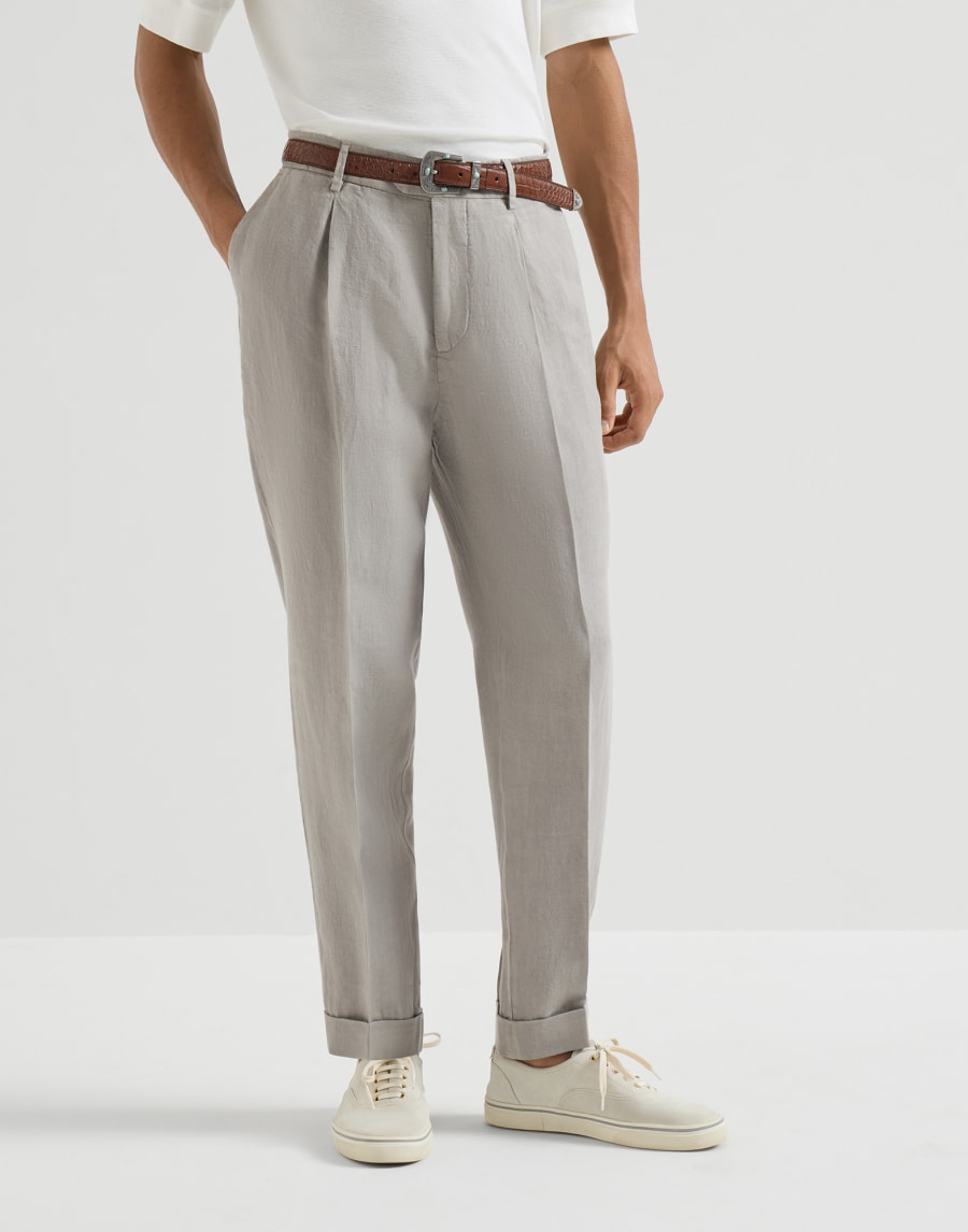 Pantalone in gabardina tinto capo Khaki Uomo - Brunello Cucinelli