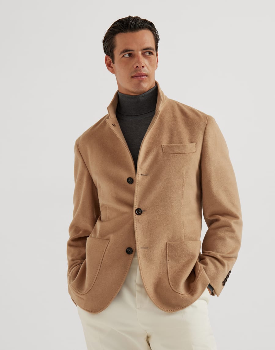 Vicuña beaver cloth outerwear Beige Man - Brunello Cucinelli