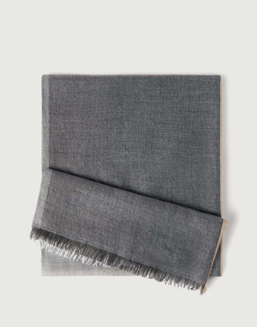 Cashmere and silk color block scarf Lead Man - Brunello Cucinelli