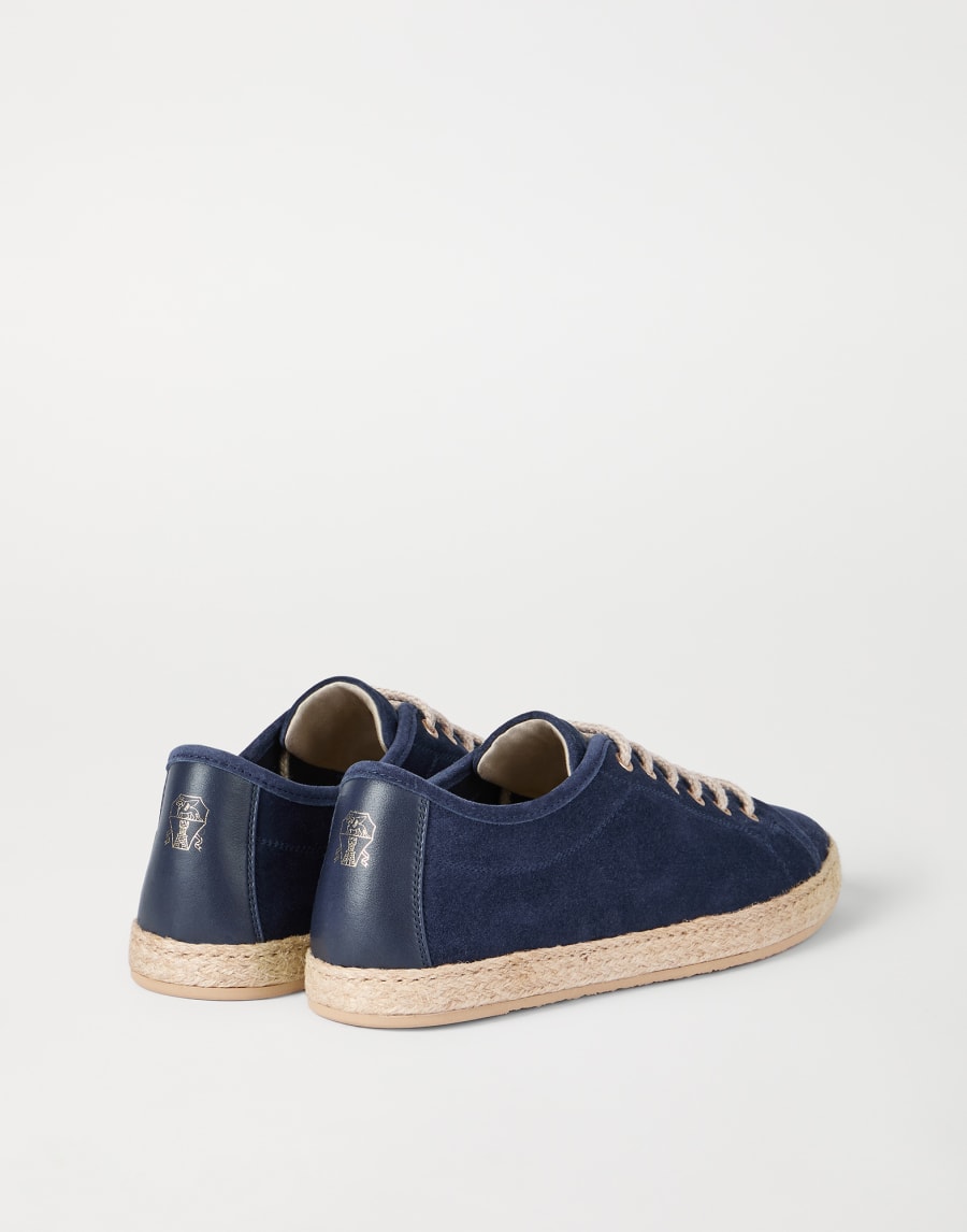 Reversed calfskin Derbies Avio Blue Man - Brunello Cucinelli
