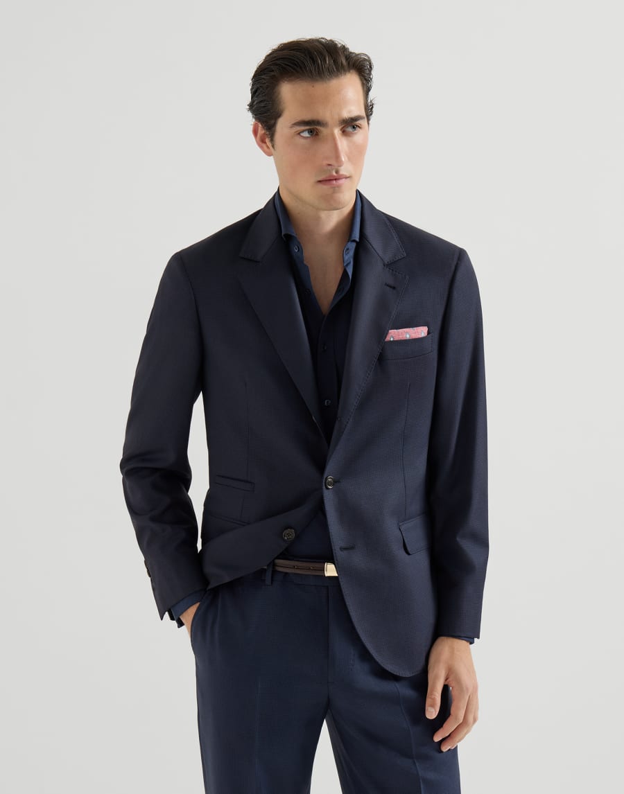 Blazer in Hahnentrittmuster Navy-Blau Herren - Brunello Cucinelli