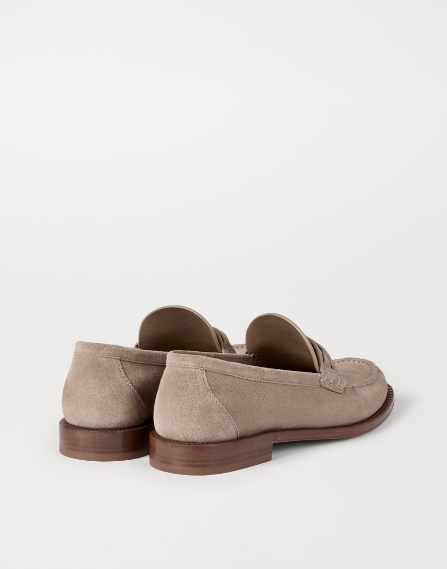 Loafer aus Veloursleder Taupe Smoke Herren - Brunello Cucinelli