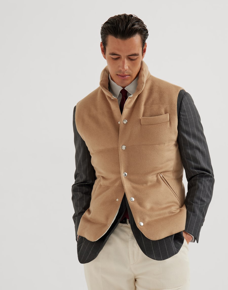 Daunenjacke aus Vikunja mit Beaver-Finish Beige Herren - Brunello Cucinelli