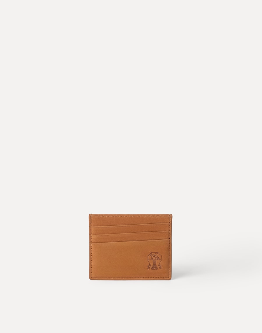 Porte-cartes en nubuck Cognac Homme - Brunello Cucinelli