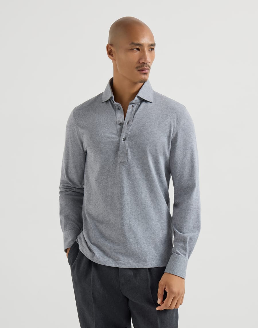 Polo with shirt collar Medium Grey Man - Brunello Cucinelli