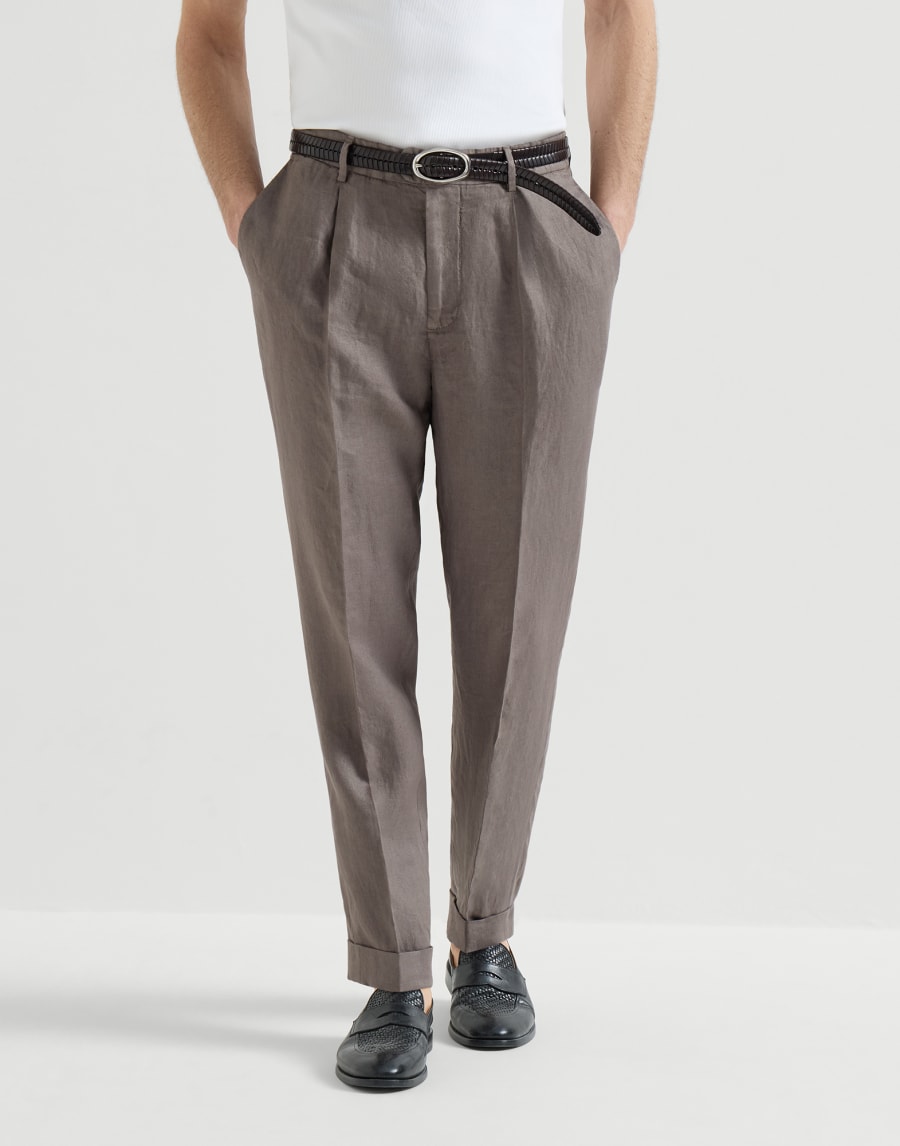 Gabardine garment dyed trousers Hazelnut Man - Brunello Cucinelli