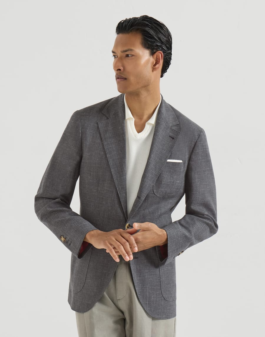 アンコンストラクテッド ジャケット ダークグレー メンズ - Brunello Cucinelli