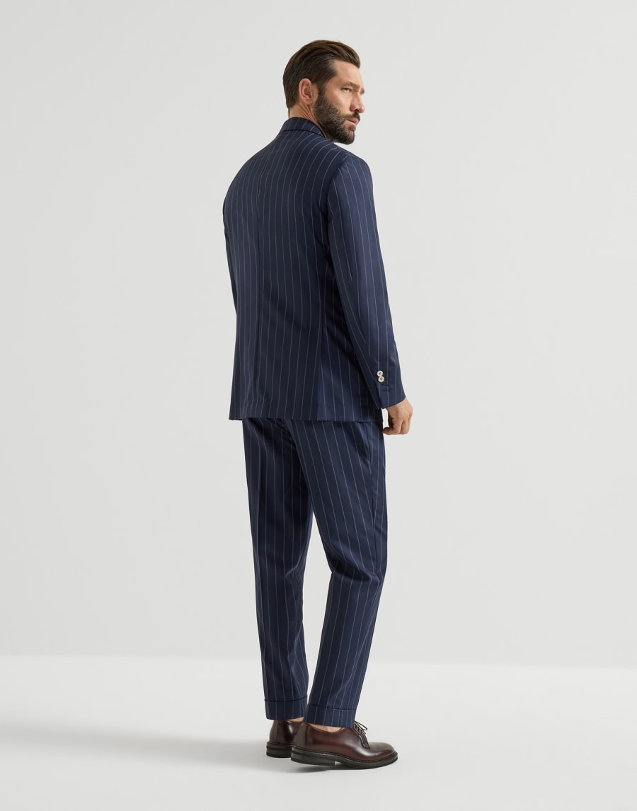 Super 150s virgin wool wide chalk stripe batavia suit Blue Man - Brunello Cucinelli