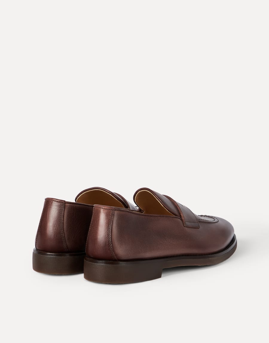 Calfskin penny loafers Cocoa Man - Brunello Cucinelli