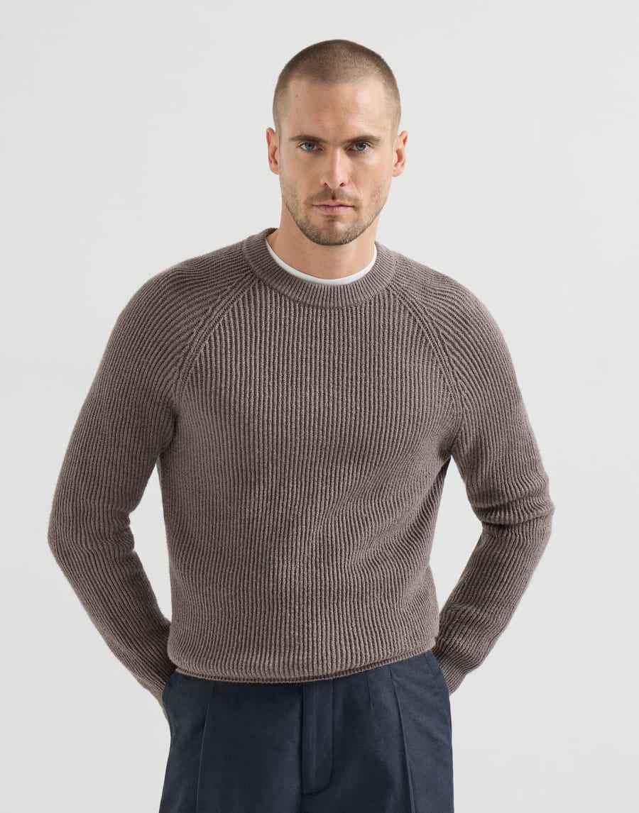 Maglia a costa inglese Nocciola Uomo - Brunello Cucinelli