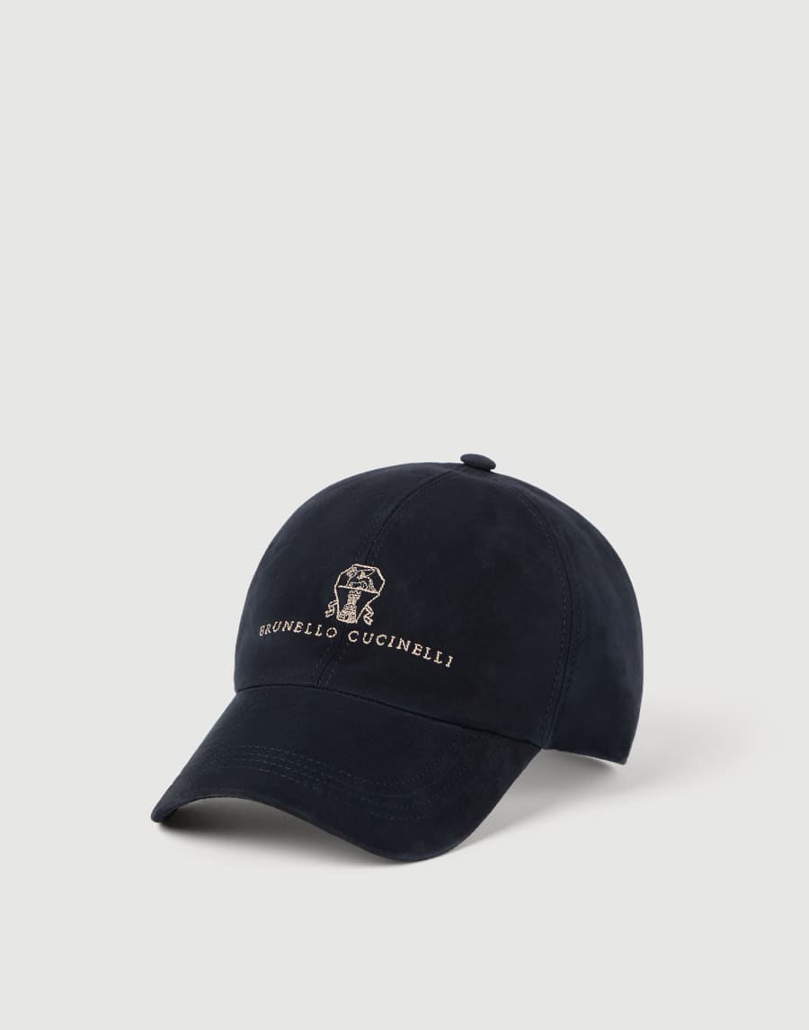 Suede baseball cap Navy Blue Man - Brunello Cucinelli