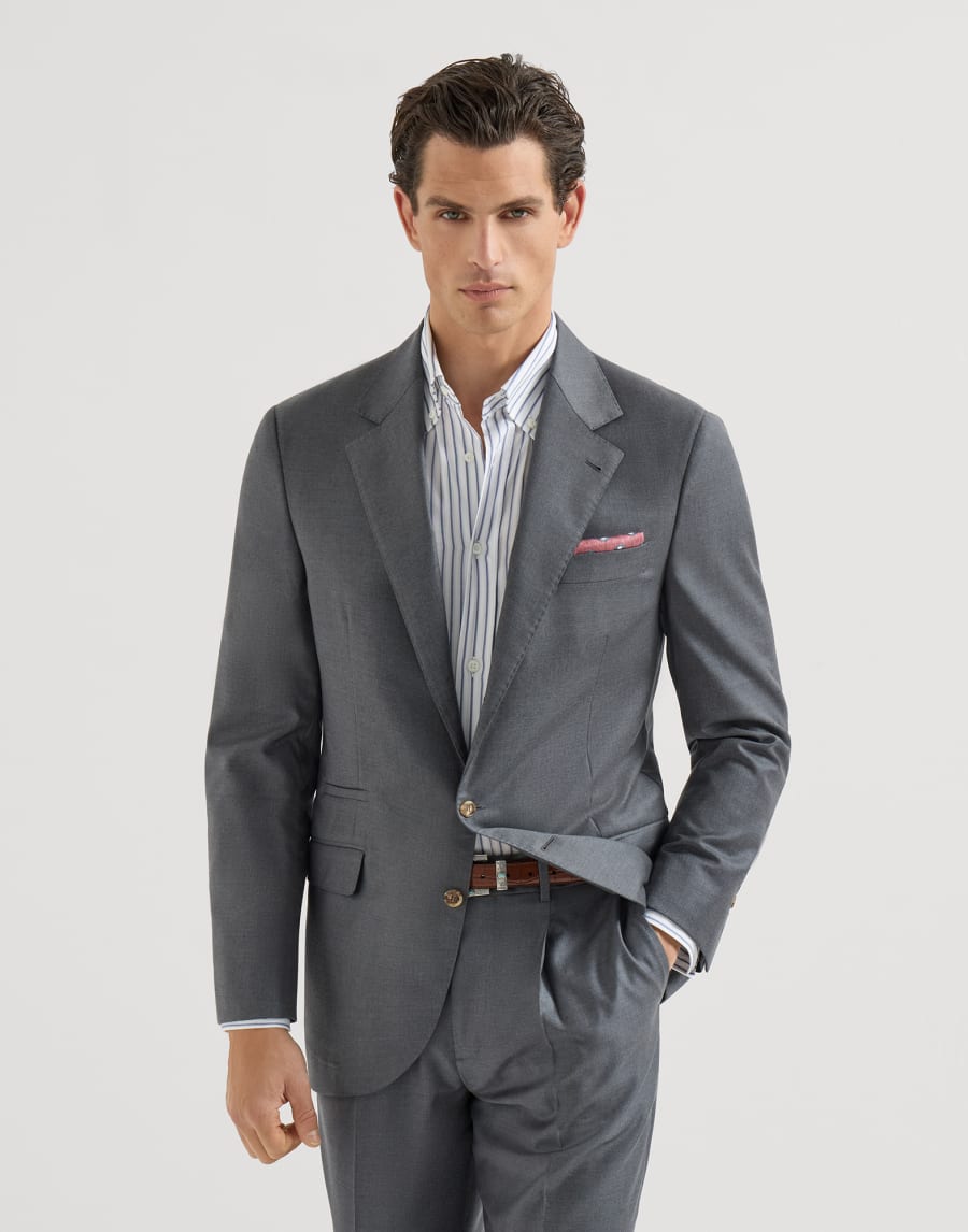 Super 150s virgin wool four season batavia twill blazer Medium Grey Man - Brunello Cucinelli