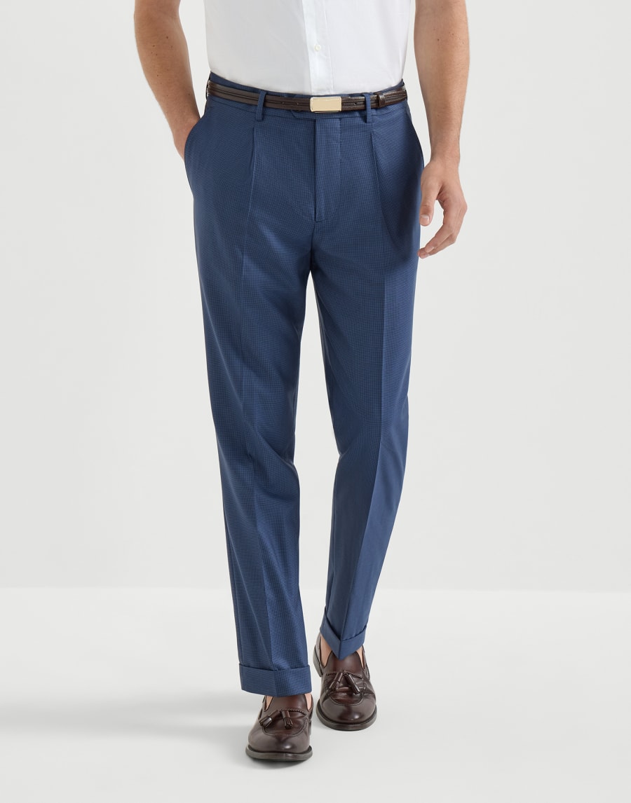 Pantalone pied-de-poule Blu Navy Uomo - Brunello Cucinelli