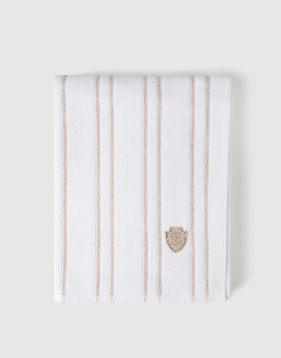 Serviette de bain en éponge rayée Blanc Lifestyle - Brunello Cucinelli