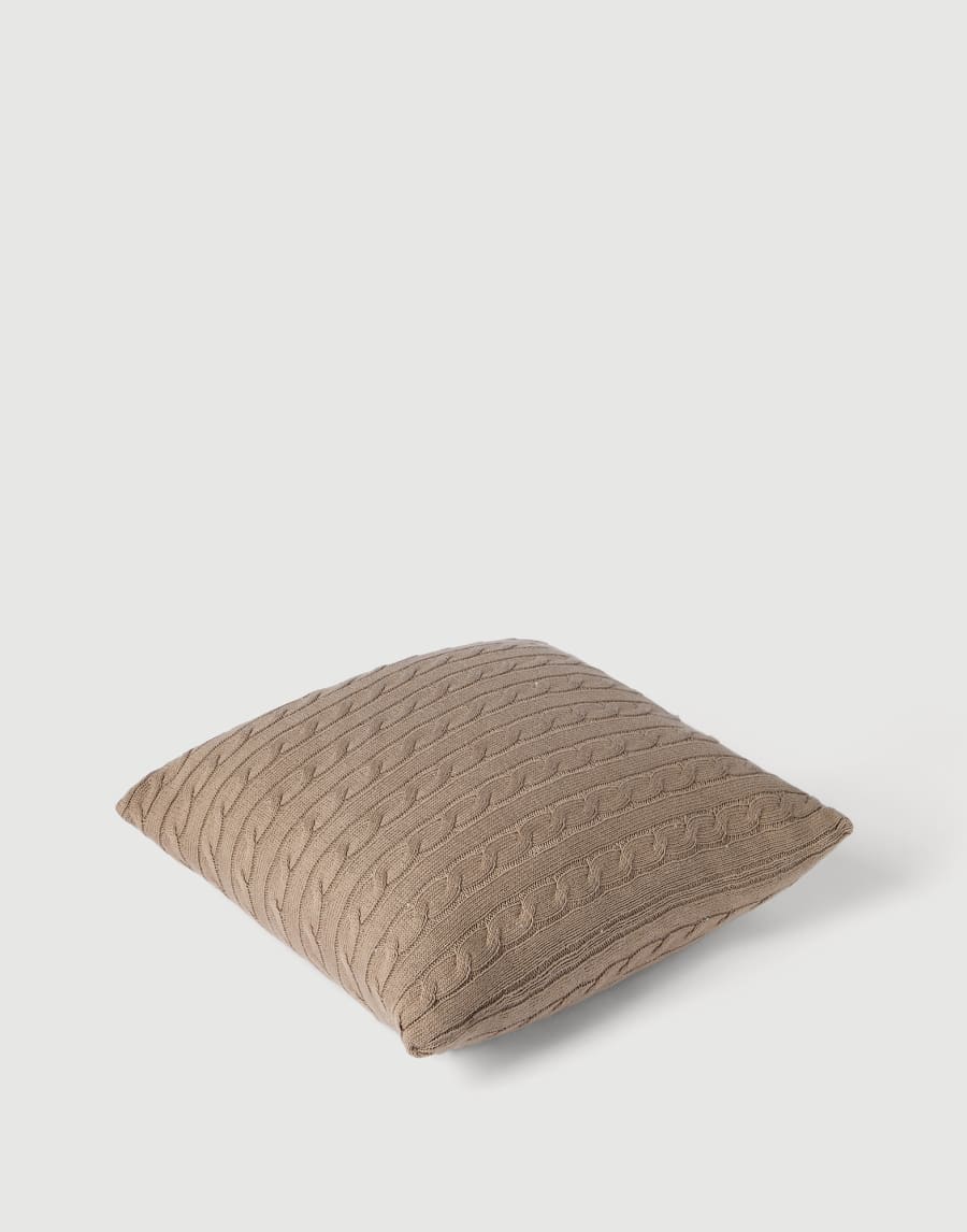 Dazzling cables knit cushion Camel Lifestyle - Brunello Cucinelli