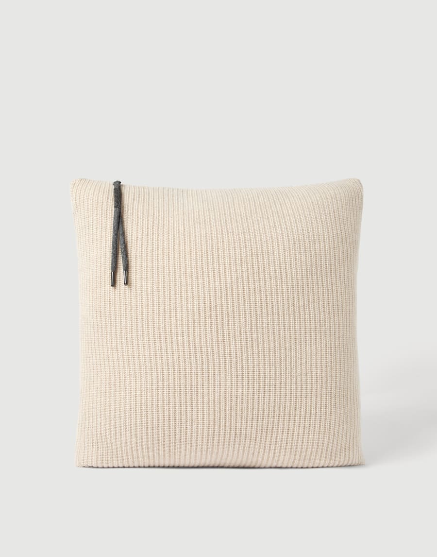 Shiny Zipper Pull knit cushion Buff Lifestyle - Brunello Cucinelli