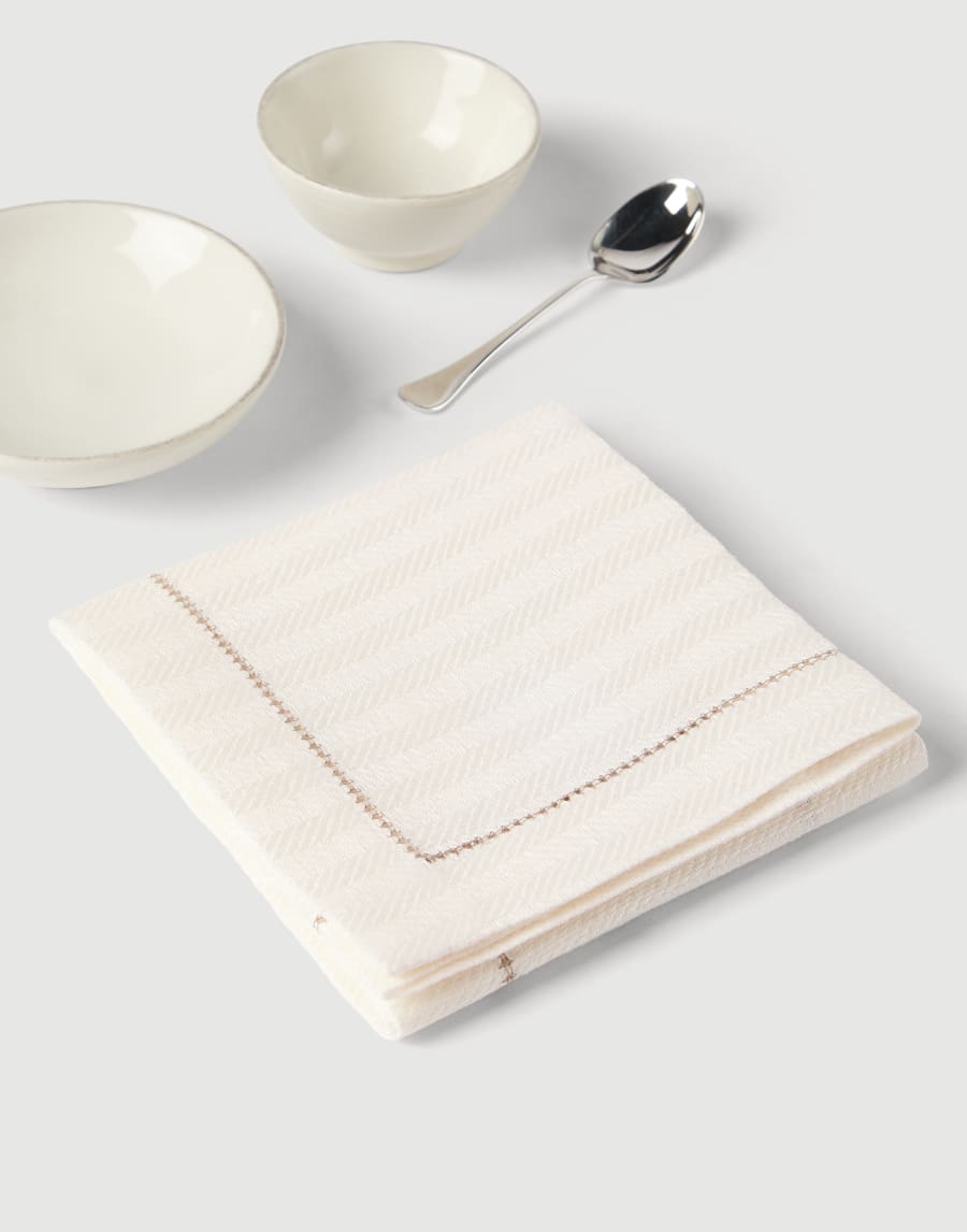 Chalk stripe linen 4-pc large napkins set Panama Lifestyle - Brunello Cucinelli