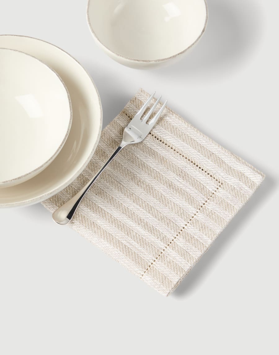 Chalk stripe linen 4-pc large napkins set Lessivè Lifestyle - Brunello Cucinelli