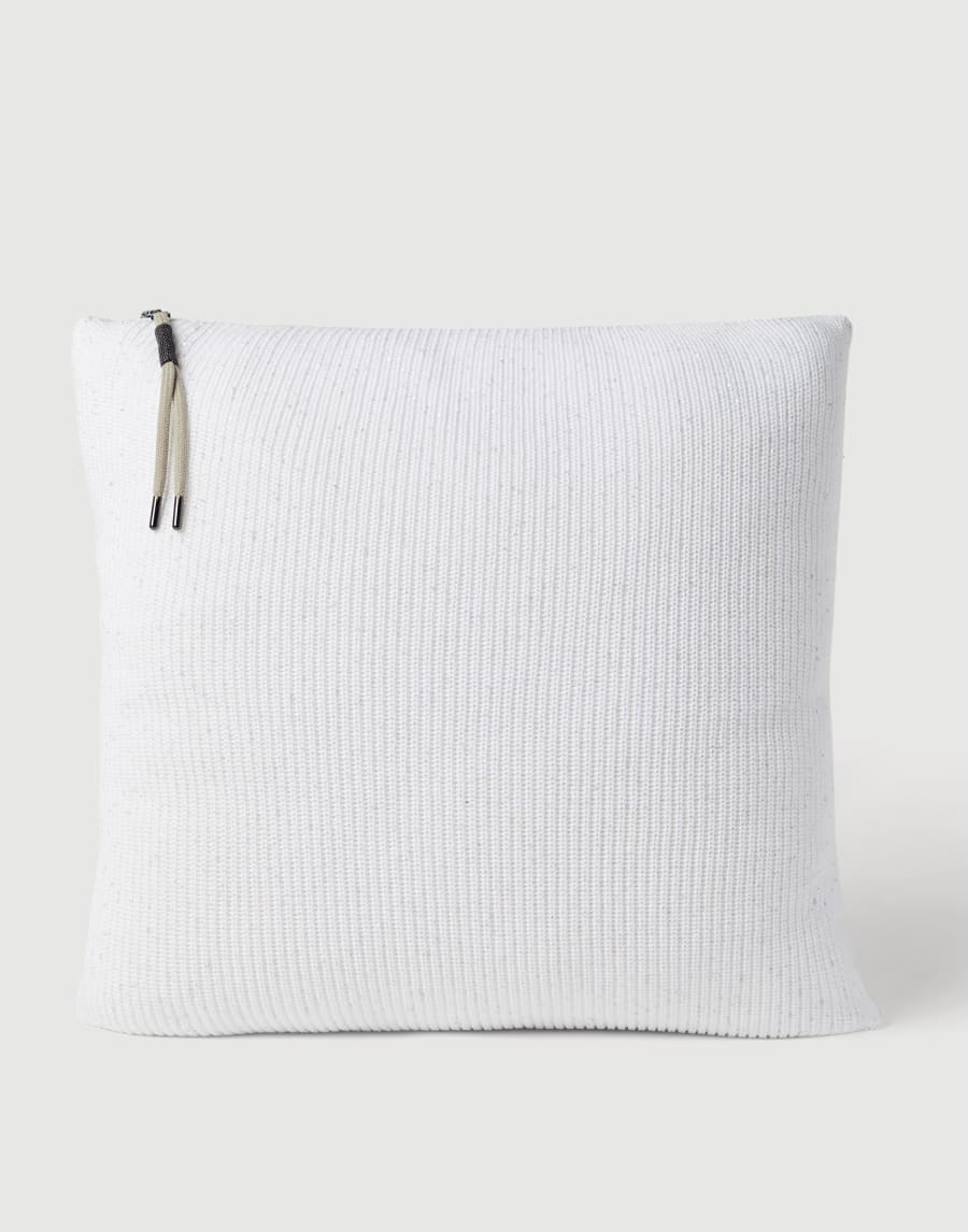 Cotton knit large cushion White Lifestyle - Brunello Cucinelli