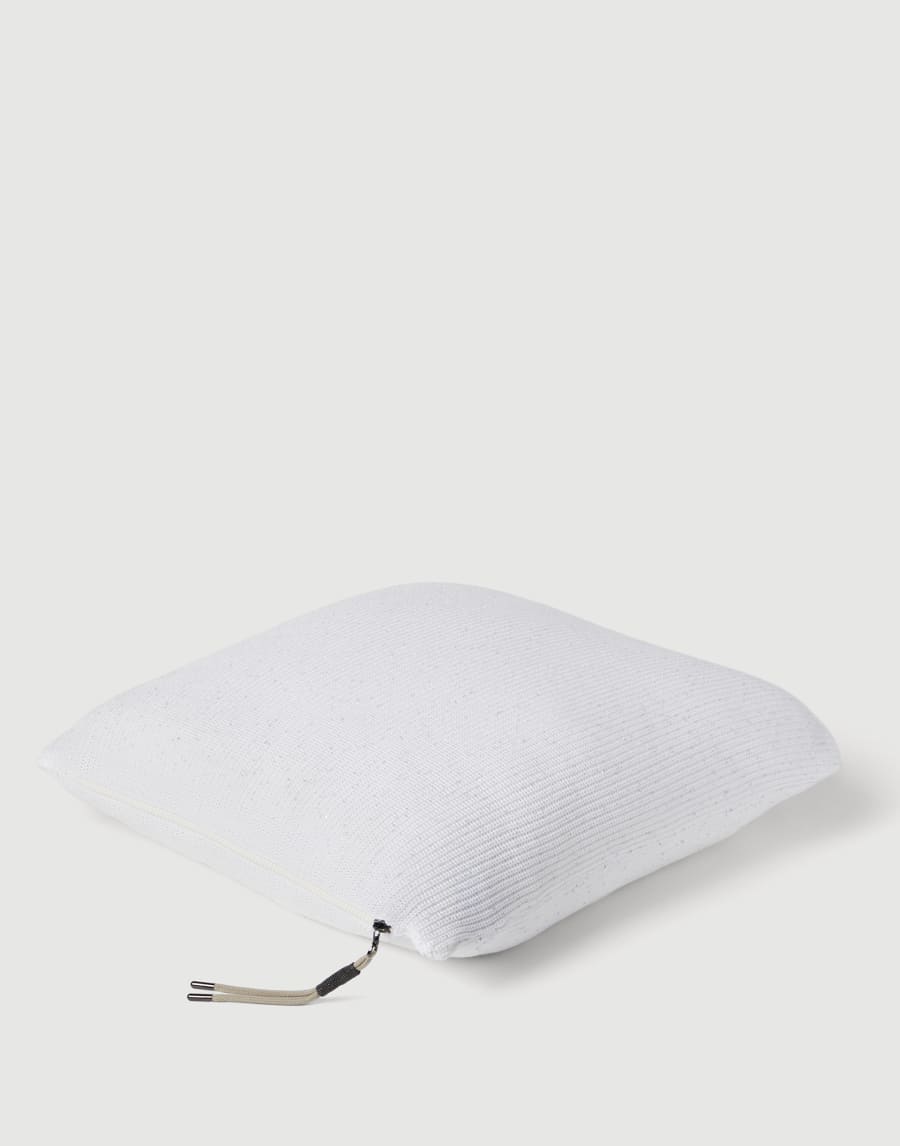 Cotton knit large cushion White Lifestyle - Brunello Cucinelli