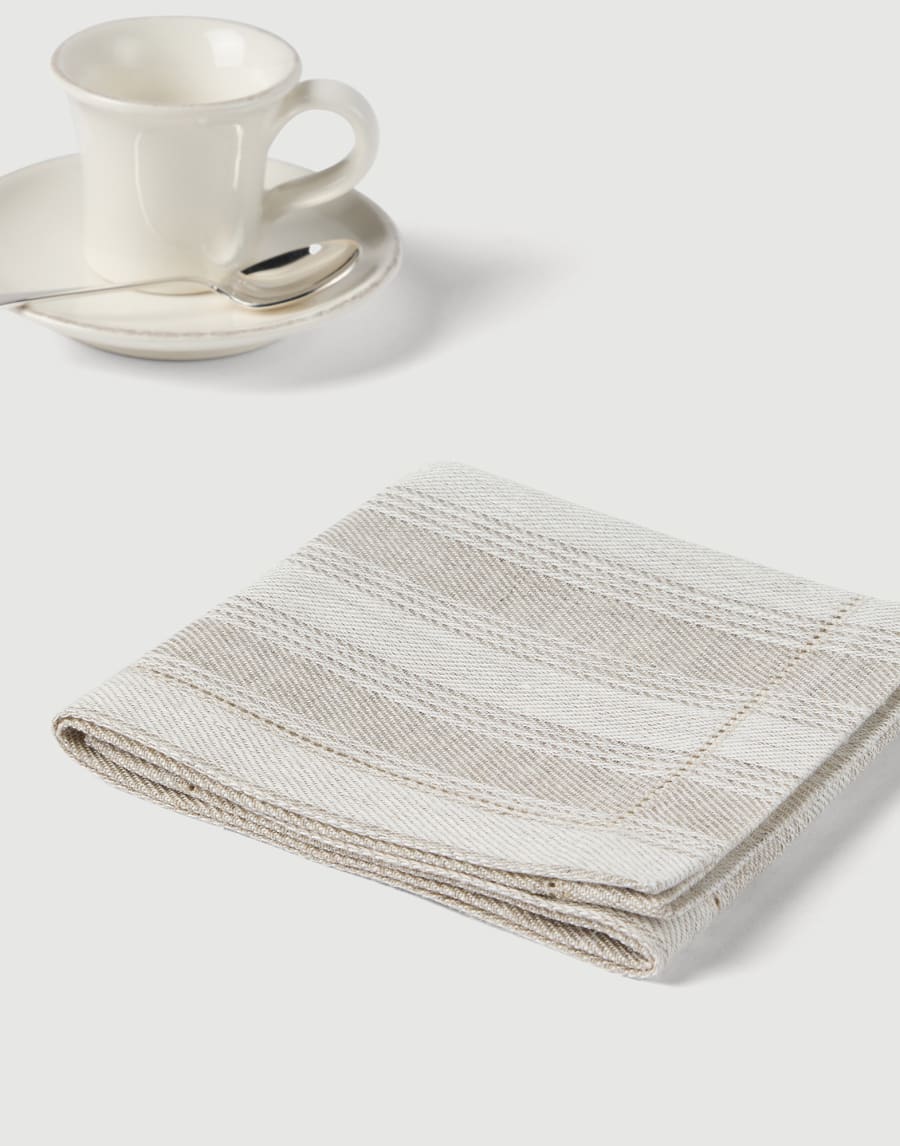 Chalk stripe linen 4-pc napkins set Lessivè Lifestyle - Brunello Cucinelli