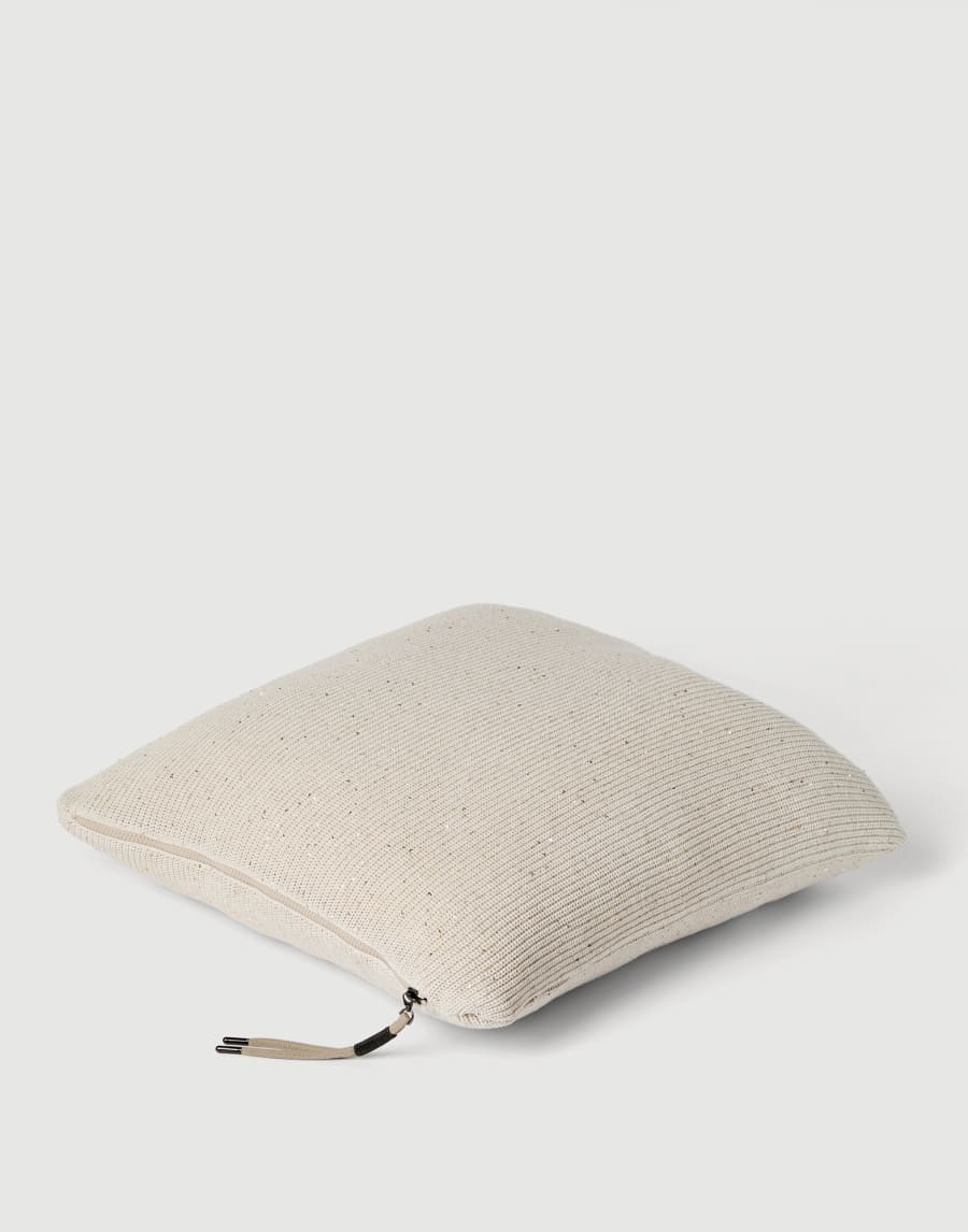Cotton knit large cushion Oat Lifestyle - Brunello Cucinelli