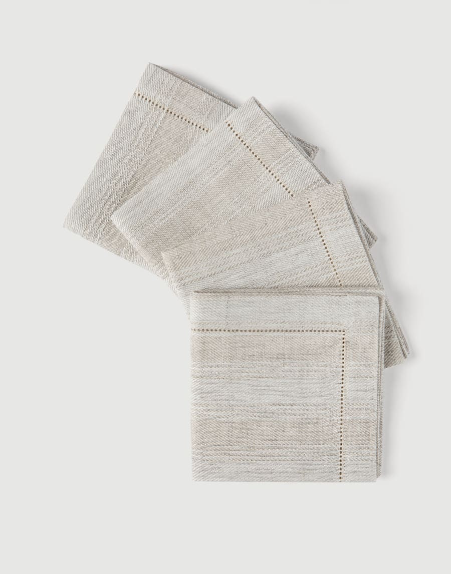Chalk stripe linen 4-pc napkins set Lessivè Lifestyle - Brunello Cucinelli