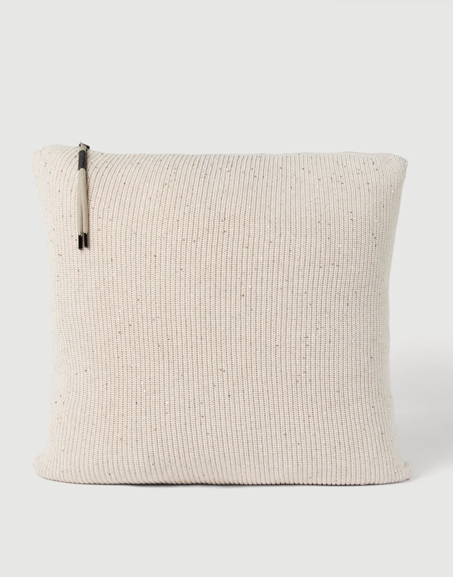 Cotton knit large cushion Oat Lifestyle - Brunello Cucinelli