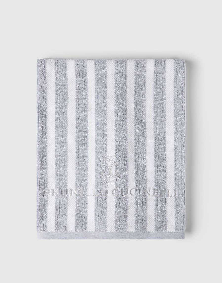 Striped terrycloth beach towel Grey Lifestyle - Brunello Cucinelli