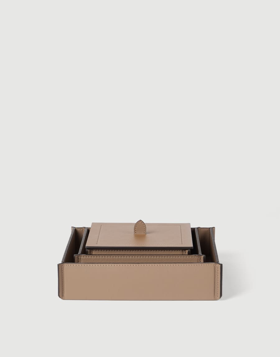 Trio of organizer boxes with lids Light Brown Lifestyle - Brunello Cucinelli