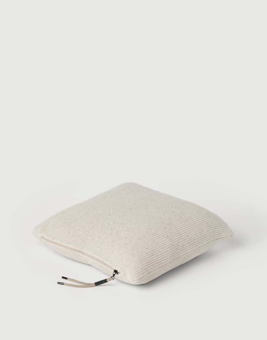 Cotton knit cushion Oat Lifestyle - Brunello Cucinelli