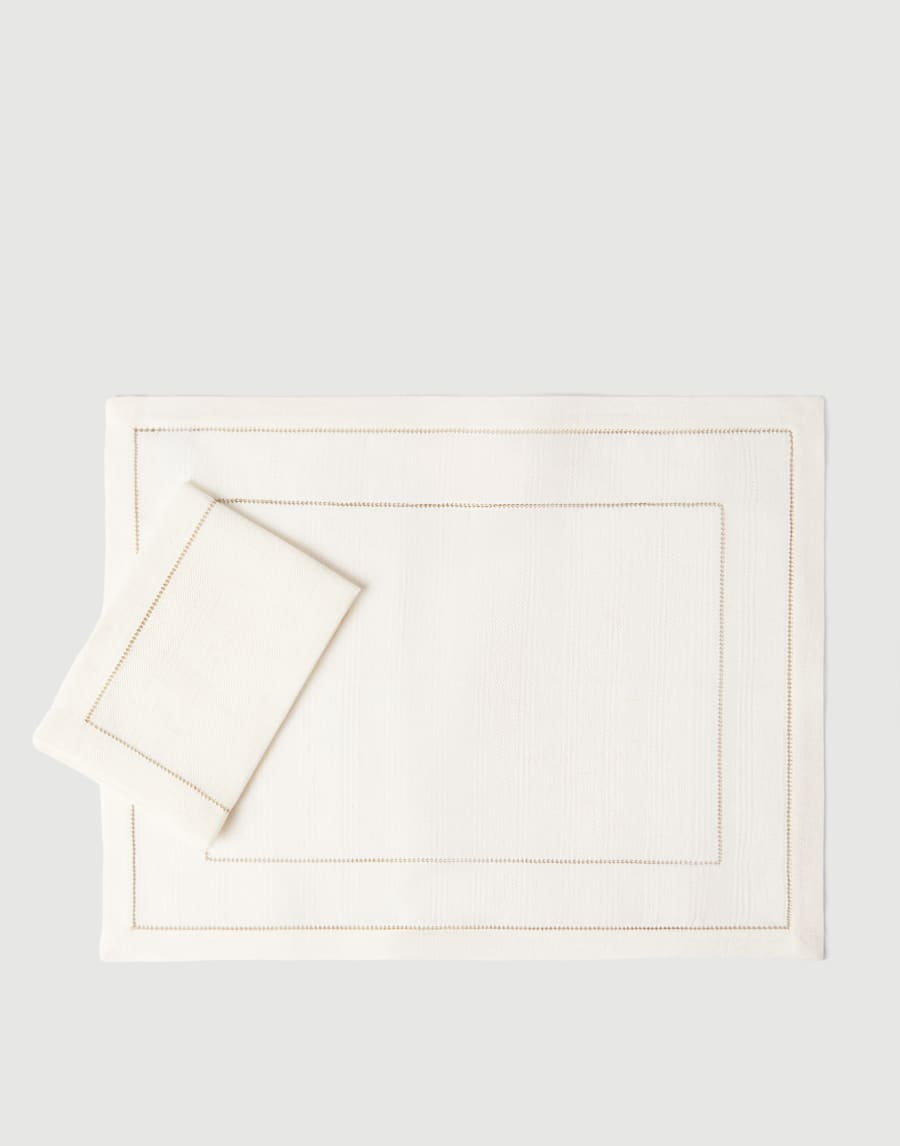Striped linen placemat and napkin set Panama Lifestyle - Brunello Cucinelli