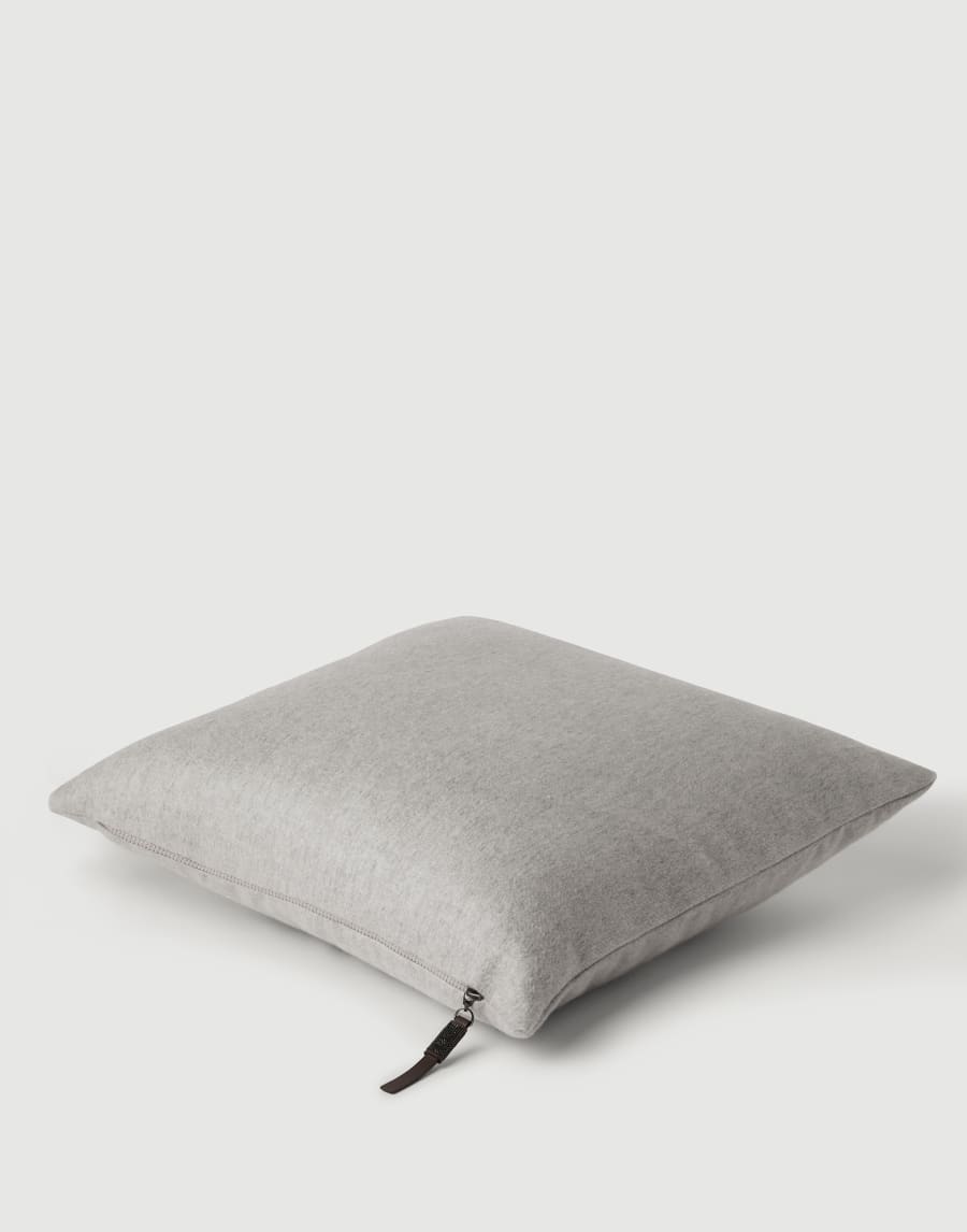 Cashmere beaver cloth large cushion Light Grey Lifestyle - Brunello Cucinelli