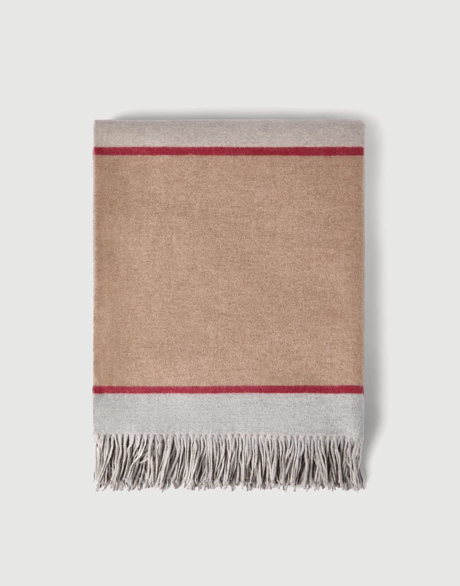 Silk throw with fringe Light Grey Lifestyle - Brunello Cucinelli