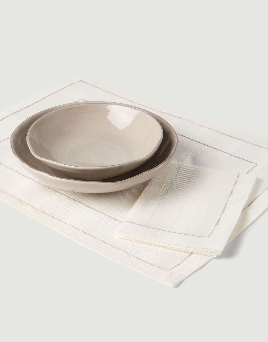 Striped linen placemat and napkin set Panama Lifestyle - Brunello Cucinelli
