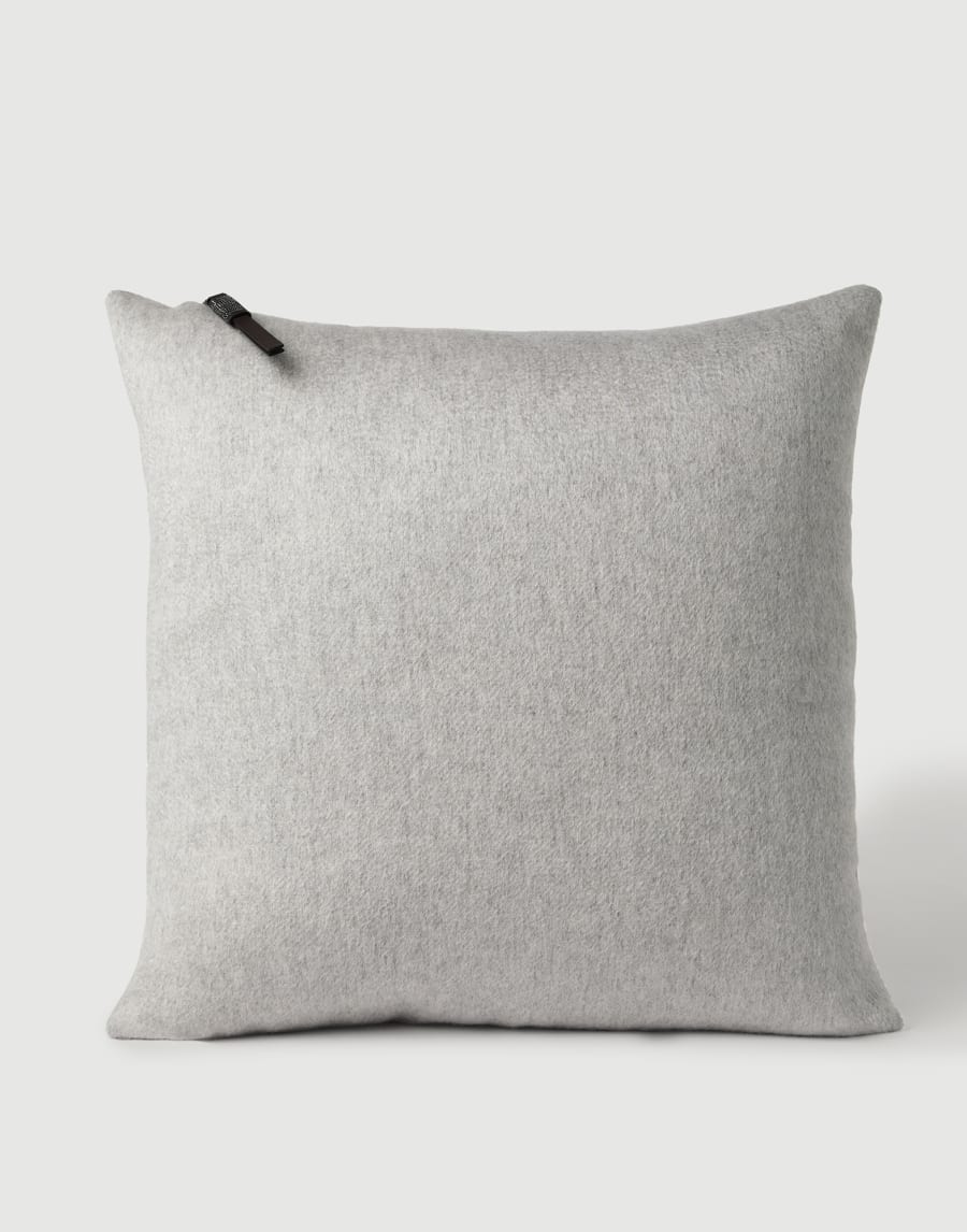 Cashmere beaver cloth large cushion Light Grey Lifestyle - Brunello Cucinelli