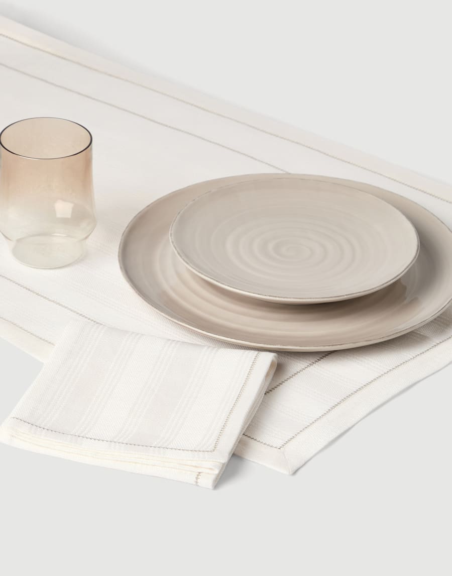 Striped linen runner and 2 napkins set Panama Lifestyle - Brunello Cucinelli