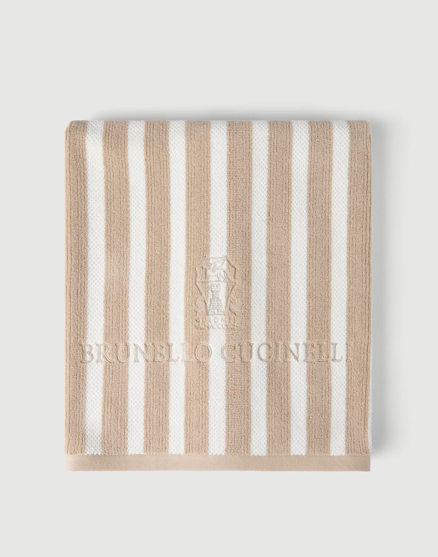Striped terrycloth beach towel Beige Lifestyle - Brunello Cucinelli