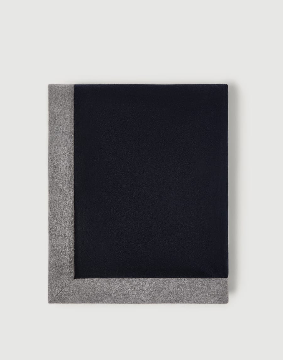 Cashmere throw with contrasting border Blue Lifestyle - Brunello Cucinelli