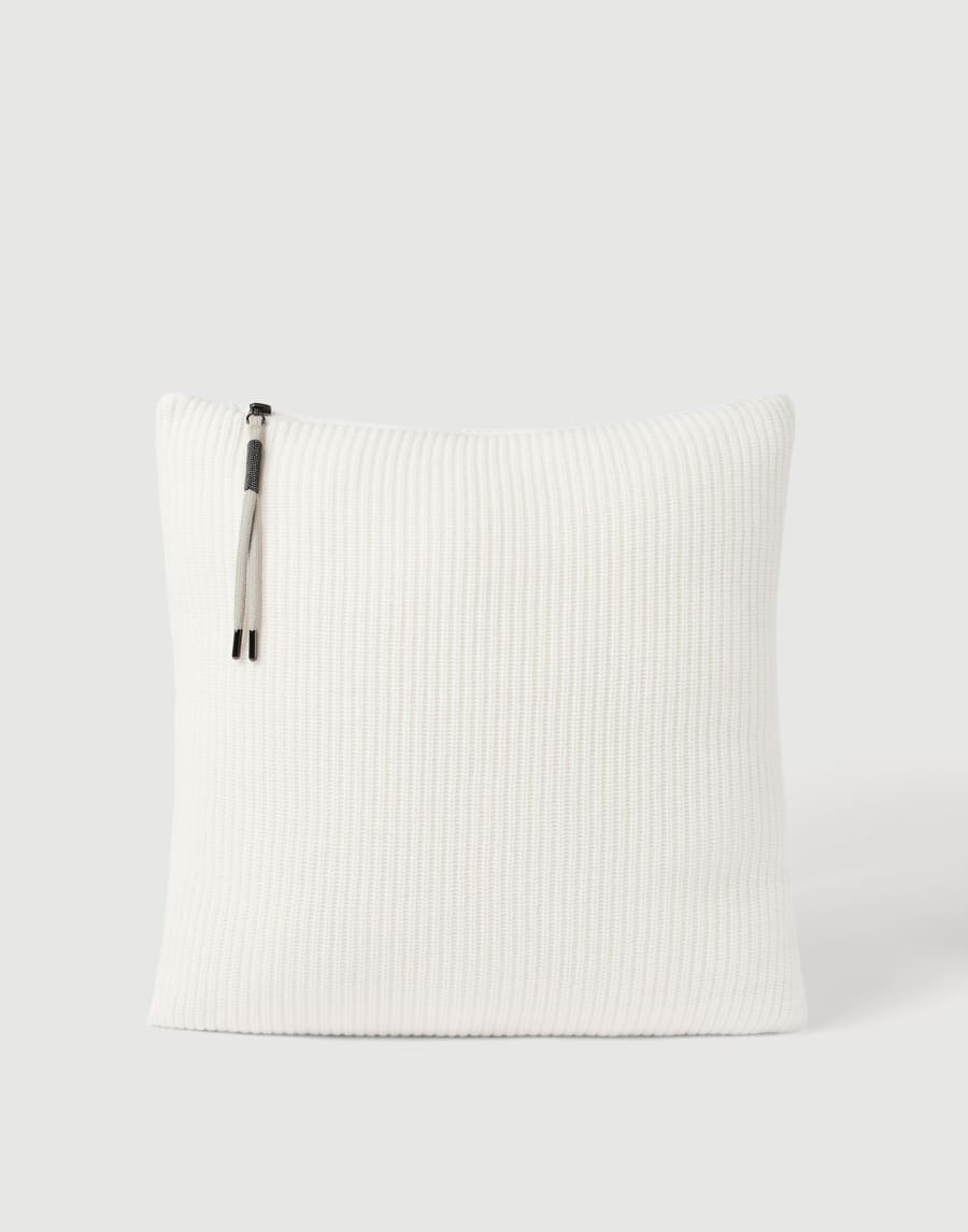 Shiny Zipper Pull knit cushion White Lifestyle - Brunello Cucinelli