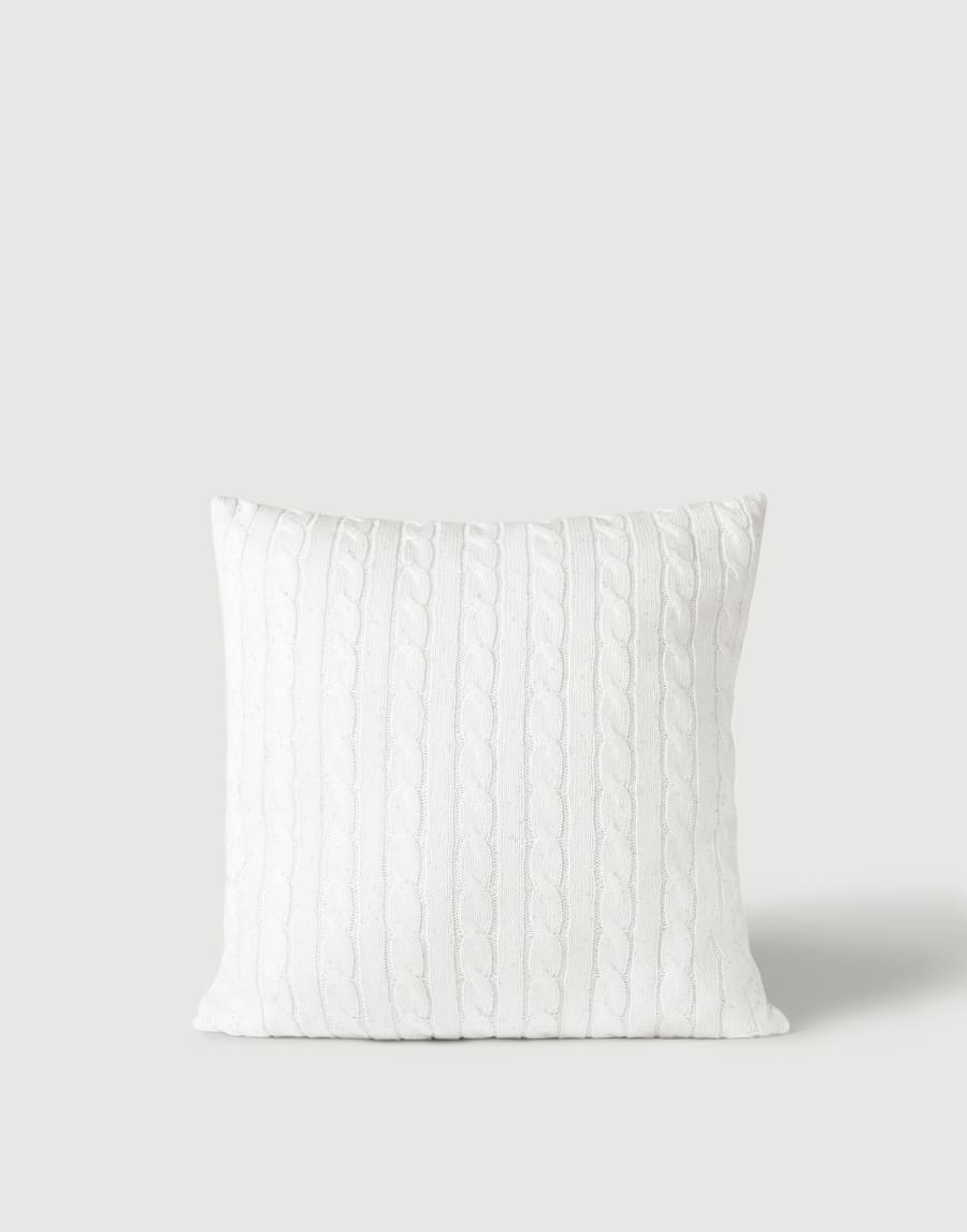 Dazzling cables knit cushion White Lifestyle - Brunello Cucinelli