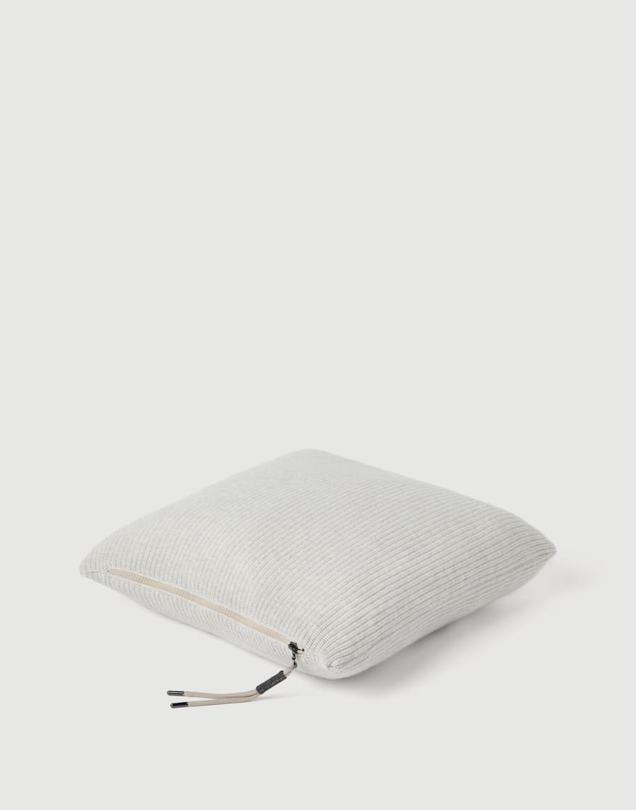 Shiny Zipper Pull knit cushion Fog Lifestyle - Brunello Cucinelli