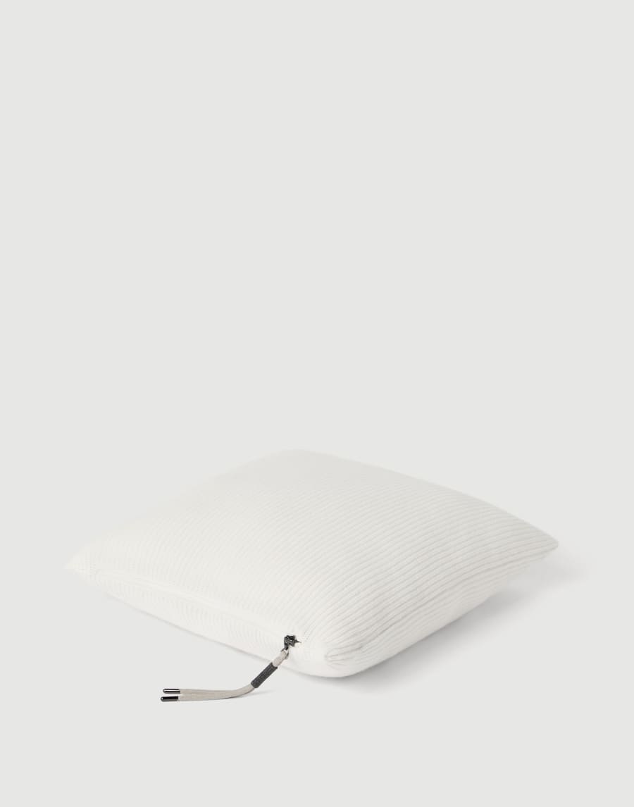 Shiny Zipper Pull knit cushion White Lifestyle - Brunello Cucinelli